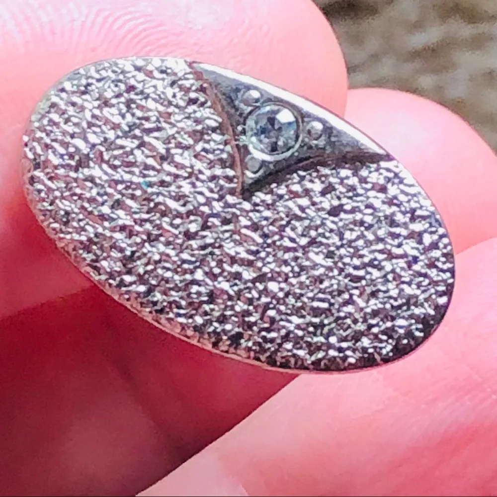 Vintage silver plated clear rhinestone accent cuff links